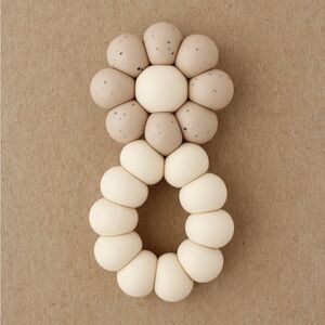 LittleChew Beaded Flower Teether Freezer Rattle - Cream & Speckled Beige